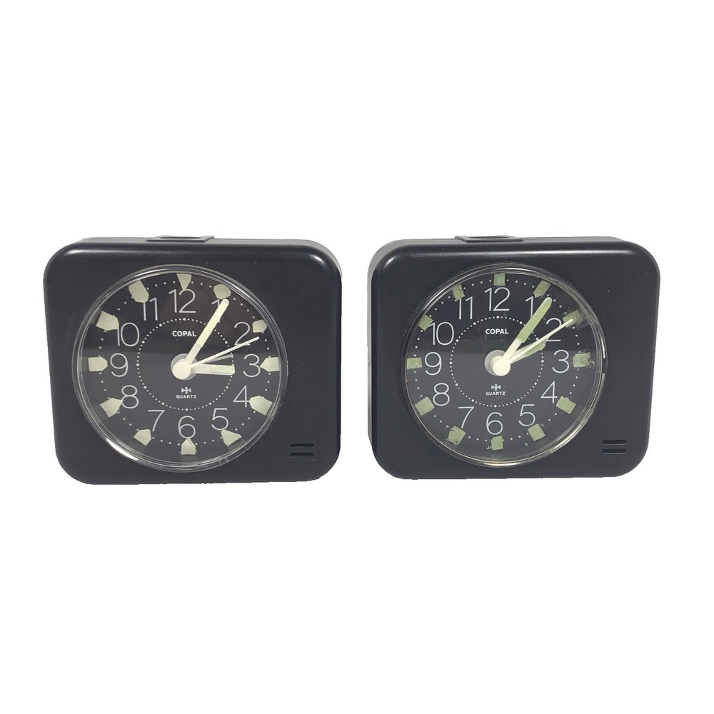 Lot‎ of 2 Vintage Travel Battery Operated Clocks Copal Quartz HQ 255